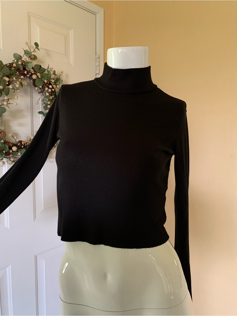 Heart & Hips Black Ribbed Turtleneck Long-Sleeve Top